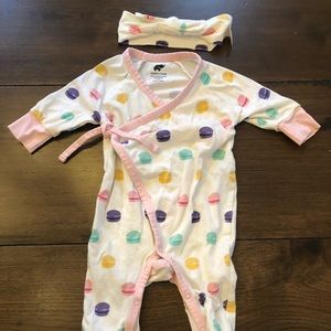 Monica and Andy organic romper and bow